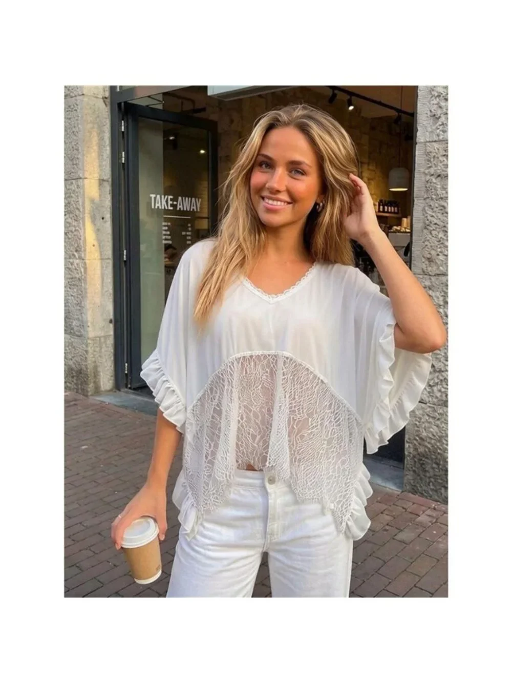 Lace Trim Flowy Cover-Up